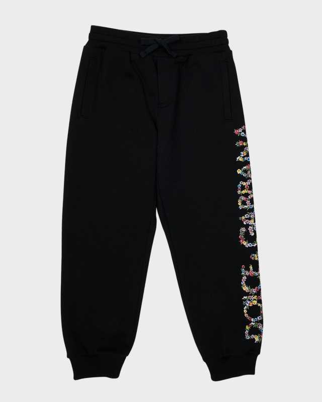 Girl's Prateria Floral Logo Jersey Jogging Pants, Size 8-12